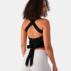 Backless Padded Crisscross Lace Up Cool Touch Workout Cropped Tank Top